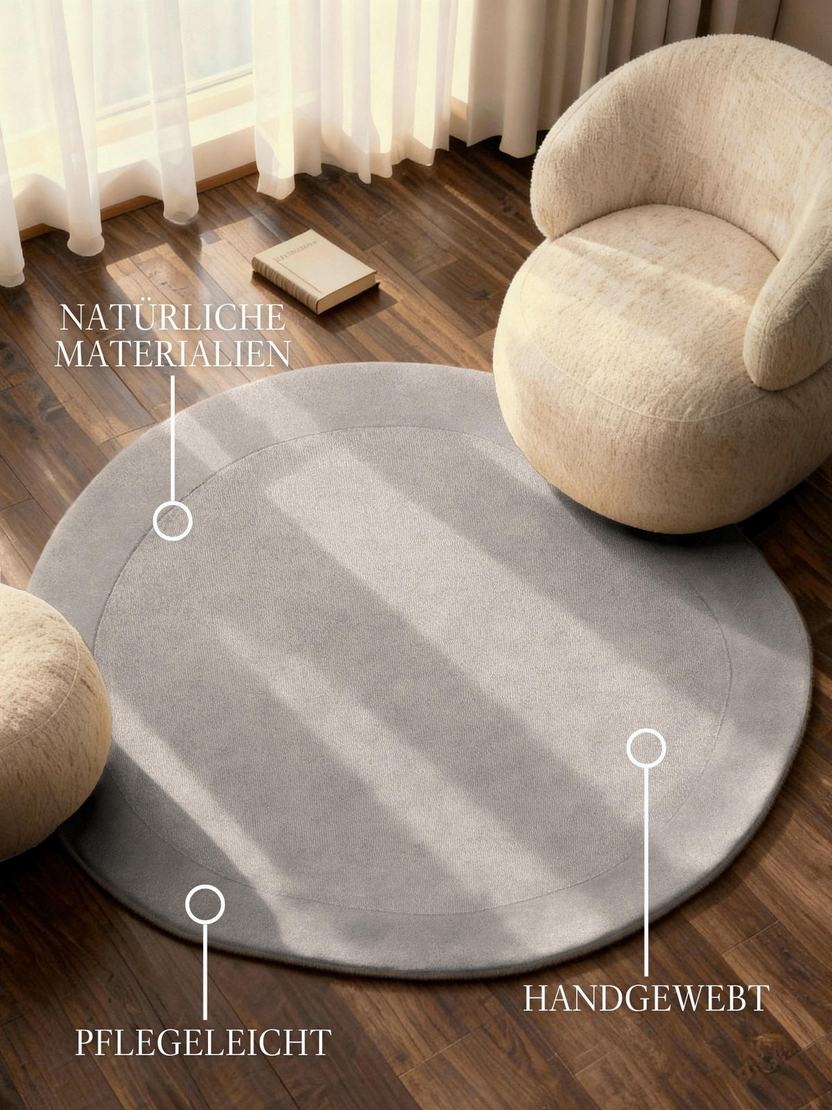 WOLLTEPPICH 160 cm 1812 Grau organisch  - Grau, KONVENTIONELL, Textil (160cm) - Villeroy & Boch