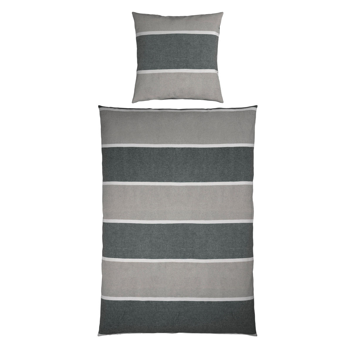 BETTWÄSCHE Flanell 135/200 cm  - Anthrazit/Hellgrau, Design, Textil (135/200cm) - Novel