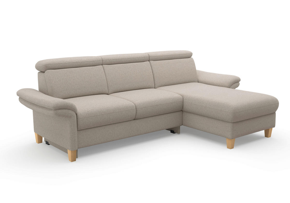 ECKSOFA in Flachgewebe Taupe  253/166 cm  - Taupe/Eichefarben, KONVENTIONELL, Holz/Textil (253/166cm) - Sit & More