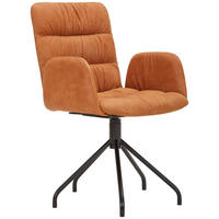 ARMLEHNSTUHL  in Stahl Echtleder naturbelassen  - Cognac/Schwarz, Design, Leder/Metall (58/90/60cm) - Bacher