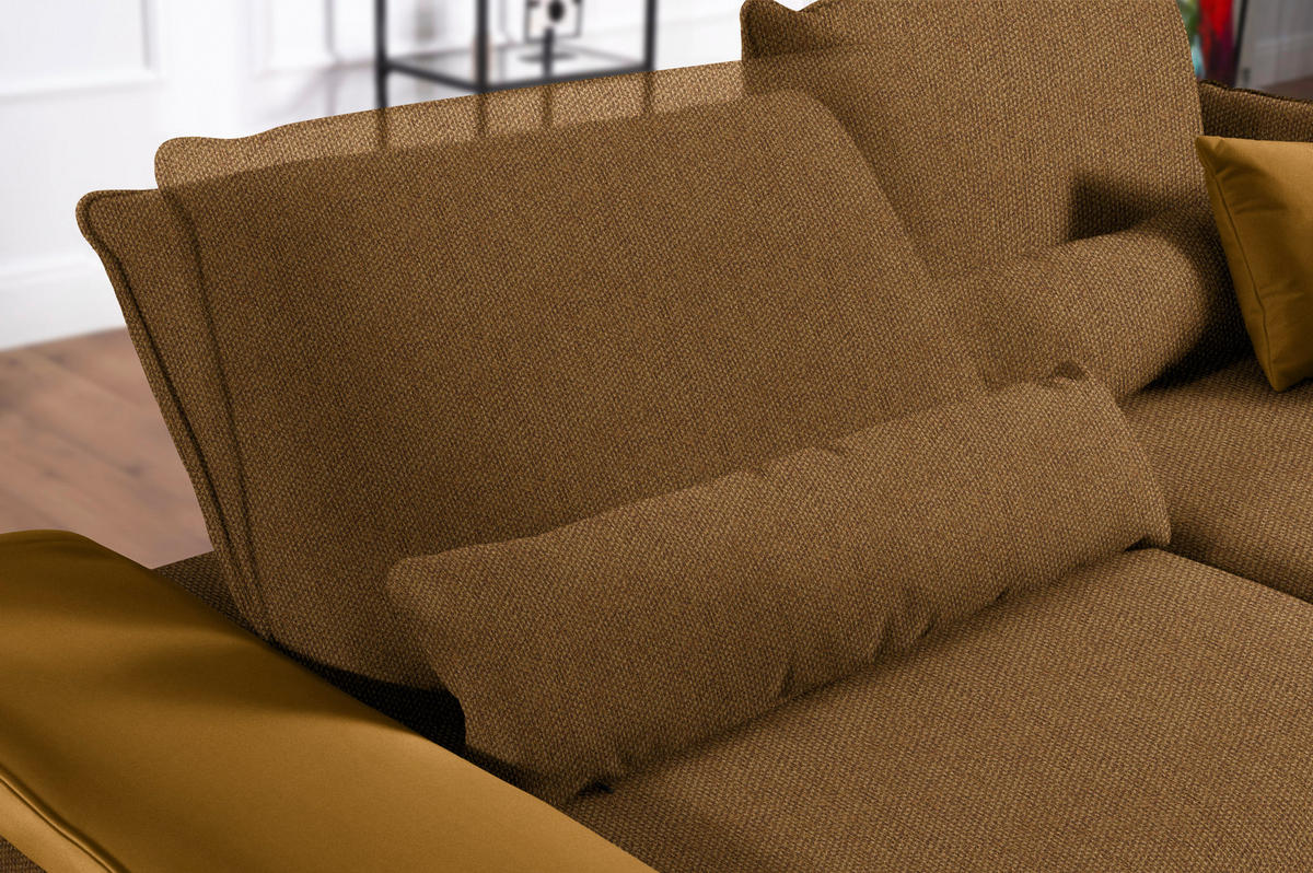 ECKSOFA in Flachgewebe Goldfarben  191/273 cm  - Goldfarben/Schwarz, Design, Textil/Metall (191/273cm) - Moderano