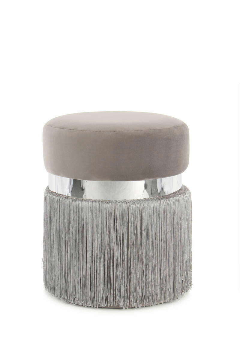 HOCKER Samt Grau, Silberfarben  - Silberfarben/Grau, Basics, Textil/Metall (38/45/38cm) - Kayoom