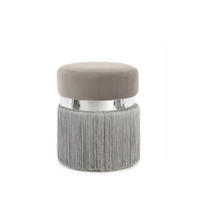 HOCKER Samt Grau, Silberfarben  - Silberfarben/Grau, Basics, Textil/Metall (38/45/38cm) - Kayoom