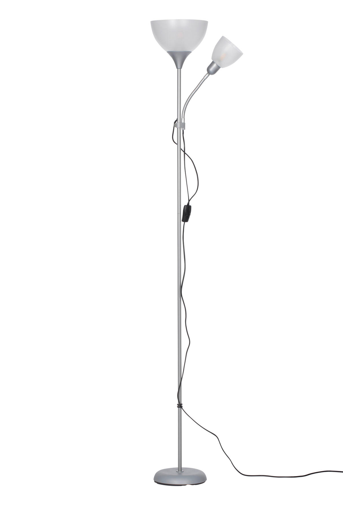 STEHLEUCHTE 42/21/180 cm    - Silberfarben/Weiß, Basics, Kunststoff/Metall (42/21/180cm) - Boxxx