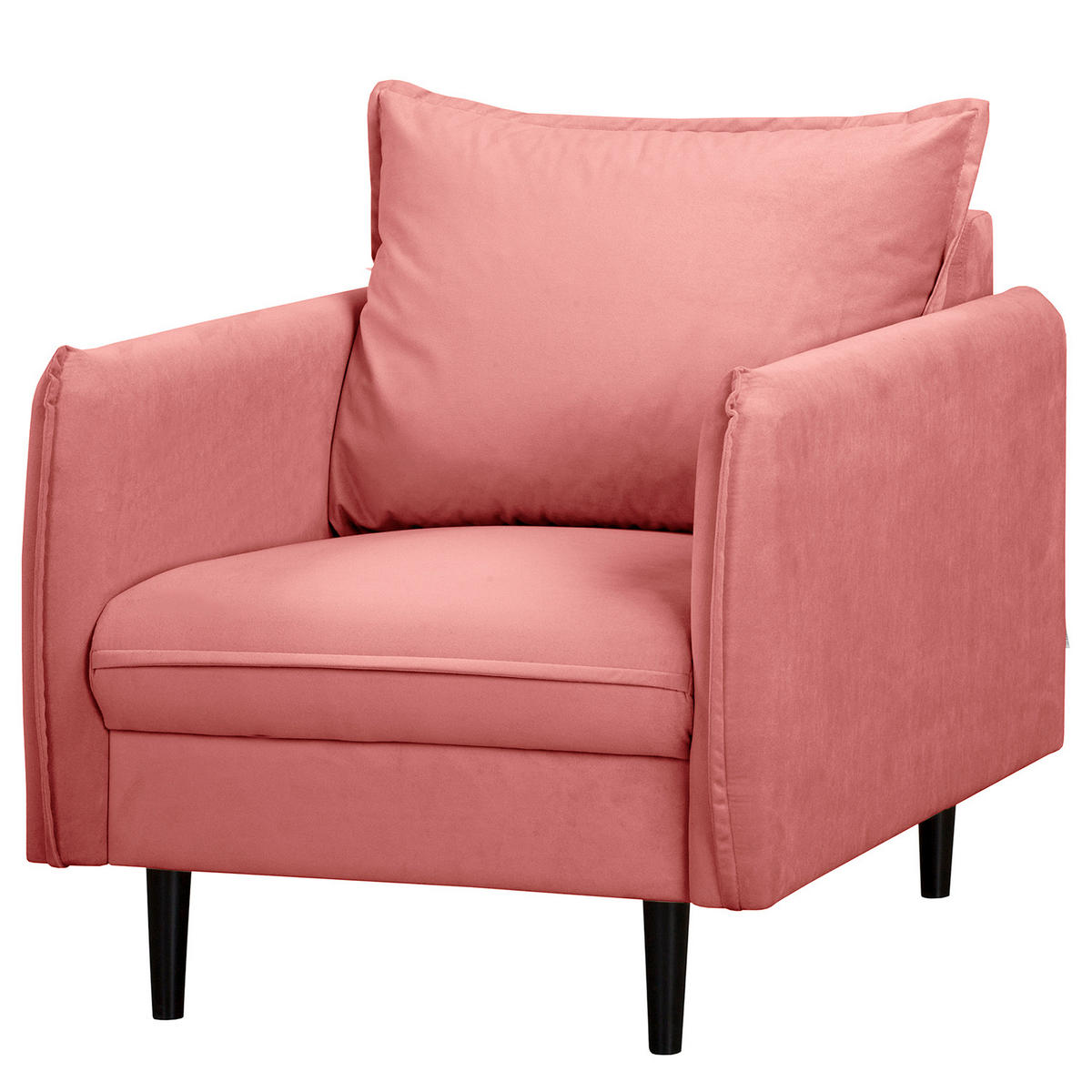 SESSEL in Samt Rosa  - Schwarz/Rosa, Design, Holz/Textil (74/86/100cm) - P & B