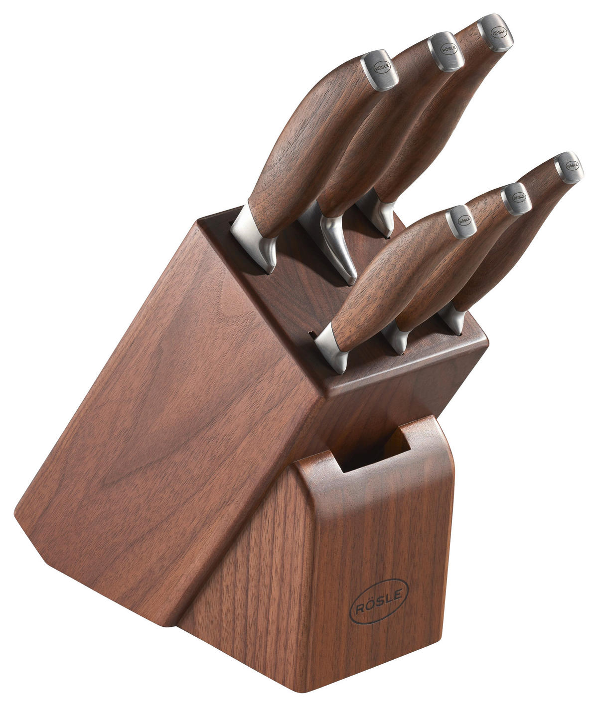 MESSERBLOCK 7-teilig  - Walnussfarben, Design, Holz (12,5/25,0/36,0cm) - Rösle