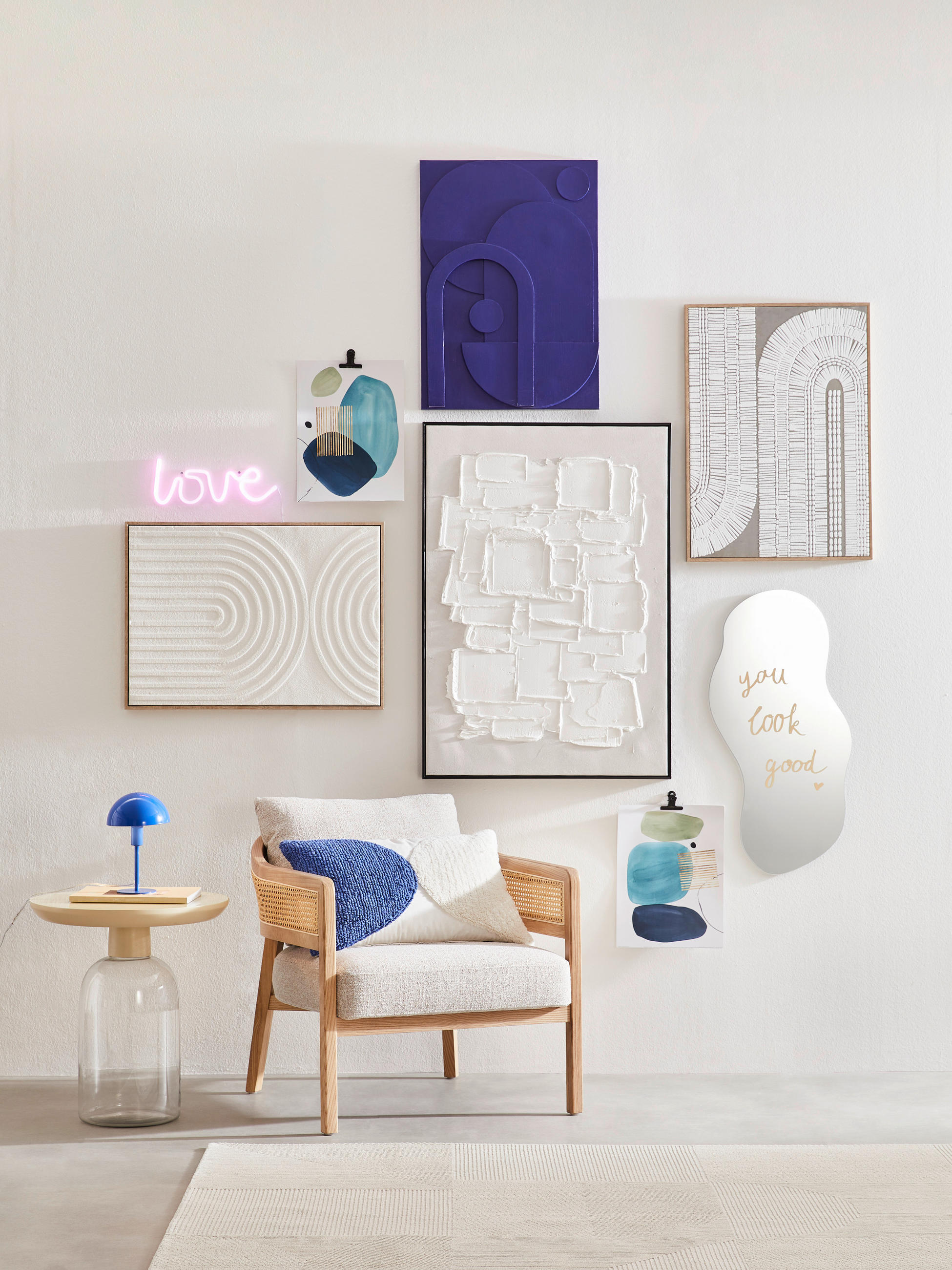 KUNSTDRUCK  - Blau/Weiss, Basics, Papier (30/1,5/40cm) - Monee