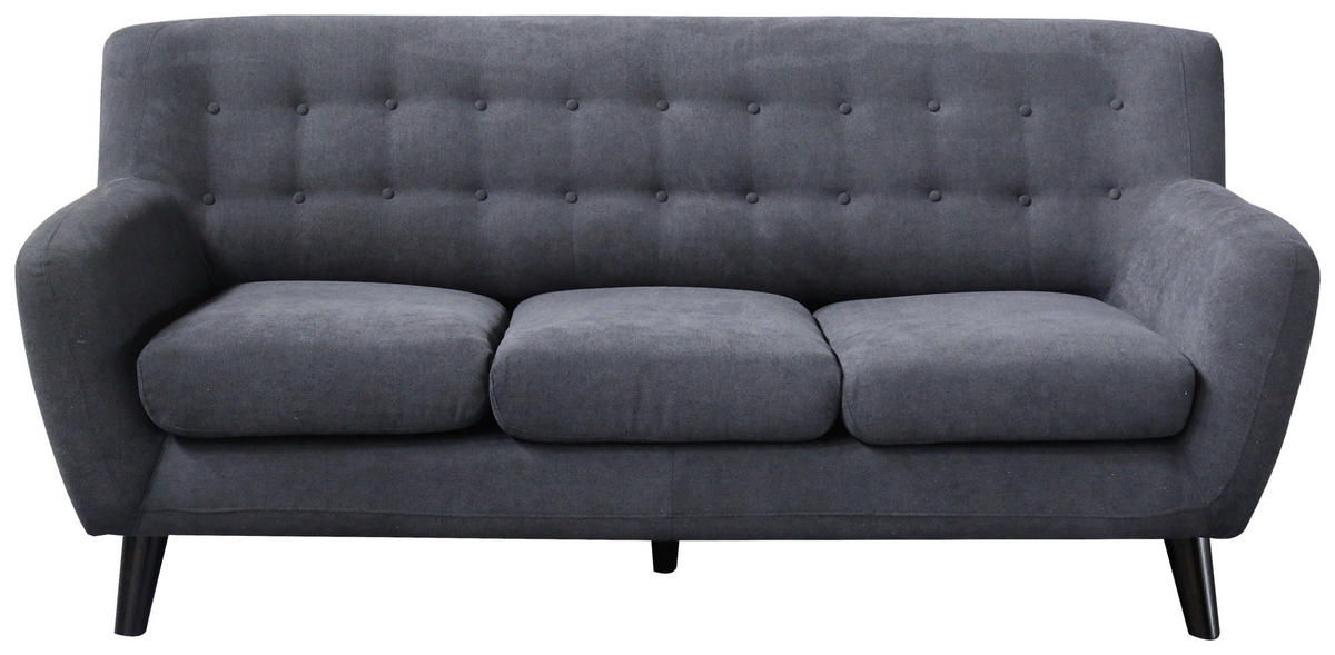 3-SITZER-SOFA in Mikrofaser Schwarz, Dunkelgrau  - Dunkelgrau/Schwarz, MODERN, Holz/Textil (181/82/85cm) - Luca Bessoni