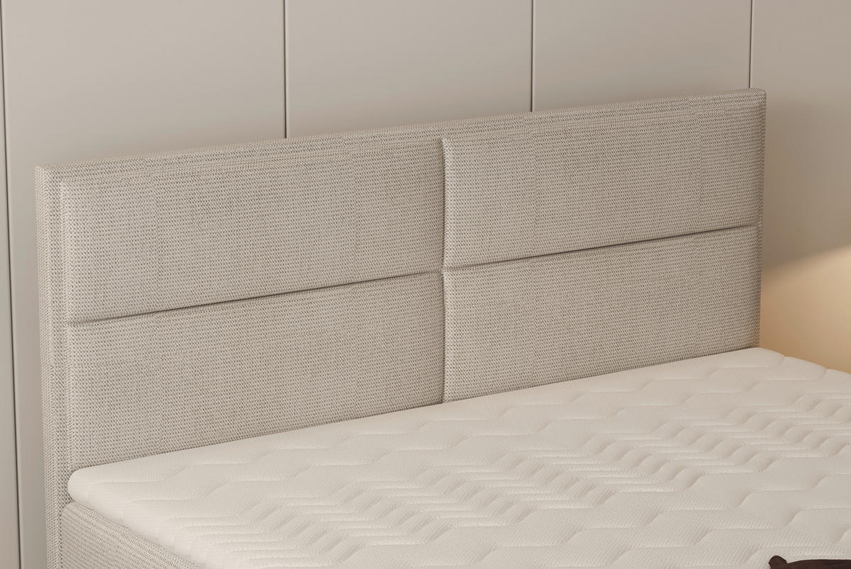 KONTINENTALSÄNG 180/200 cm  i greige  - greige/svart, Design, trämaterial/trä (180/200cm) - Visionight