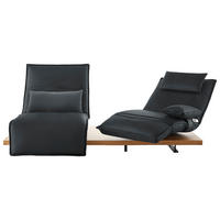 2-SITZER-SOFA in Echtleder Grau  - Eichefarben/Schwarz, Natur, Leder/Holz (240/63/115cm) - Koinor