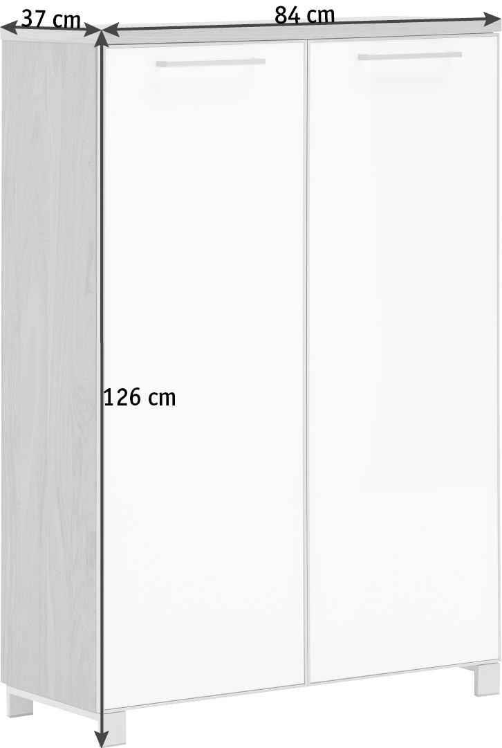 OMARA ZA ČEVLJE bela, rjavosiva - barve kroma/rjavosiva, Design, kovina/steklo (84/126/37cm) - Novel