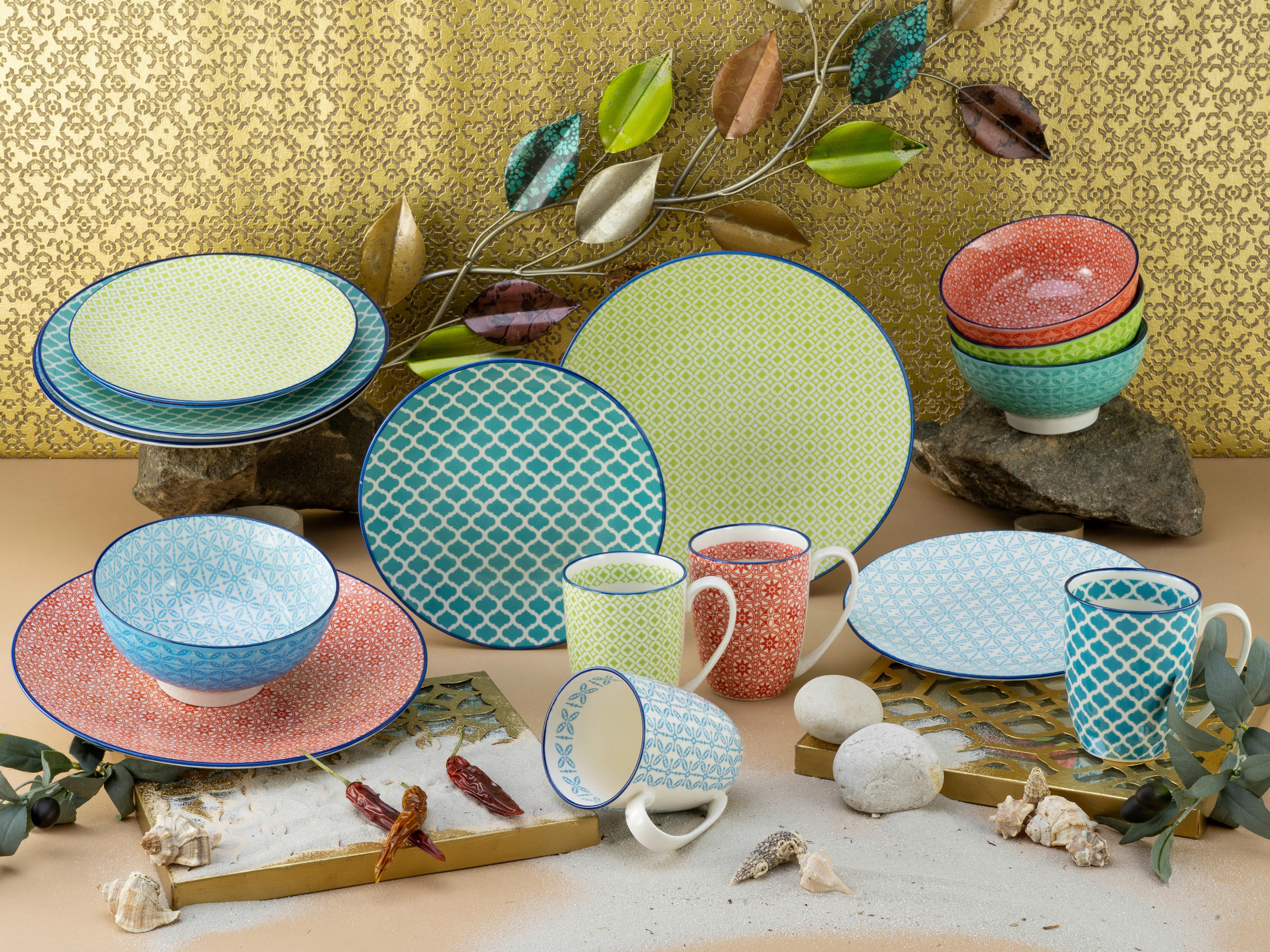KOMBISERVICE Multicolor 16-teilig Mediterran II  - Multicolor, Keramik - Creatable