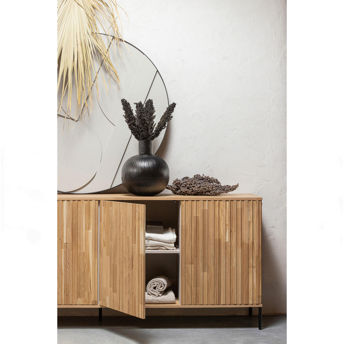 SIDEBOARD 200/85/44 cm  - Eichefarben/Schwarz, Design, Holz/Metall (200/85/44cm) - Livetastic