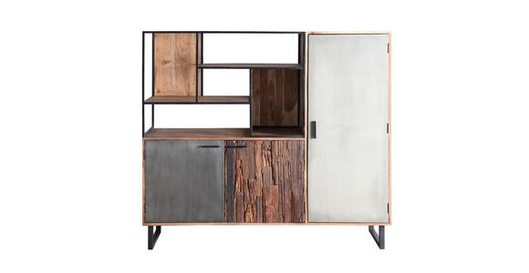 HIGHBOARD 163/150/40 cm  in Grau, Akaziefarben, Dunkelbraun  - Dunkelbraun/Schwarz, Design, Holz/Stein (163/150/40cm) - Carryhome