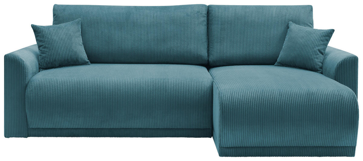 ECKSOFA KIMMY Hellblau Cord Zierkissen, Rückenkissen, Bettkasten  - Schwarz/Hellblau, Design, Kunststoff/Textil (233/146cm) - P & B