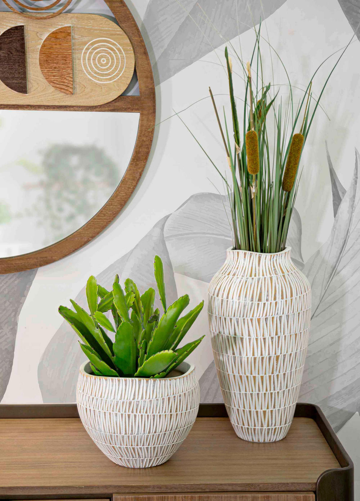 Vase Cachepot Stiky  - Goldfarben/Weiß, Basics, Kunststoff (26/20.5/26cm)