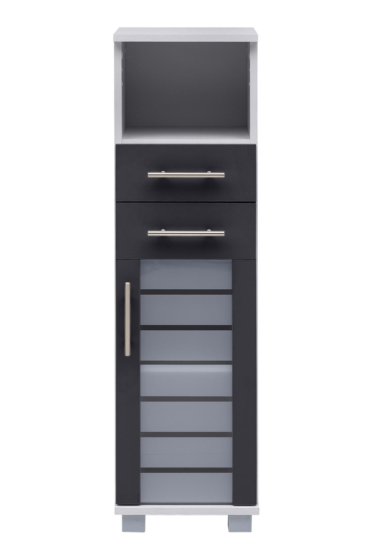 MIDISCHRANK 30,3/110,5/32,6 cm  - Edelstahlfarben/Anthrazit, MODERN, Glas/Holzwerkstoff (30,3/110,5/32,6cm) - MID.YOU
