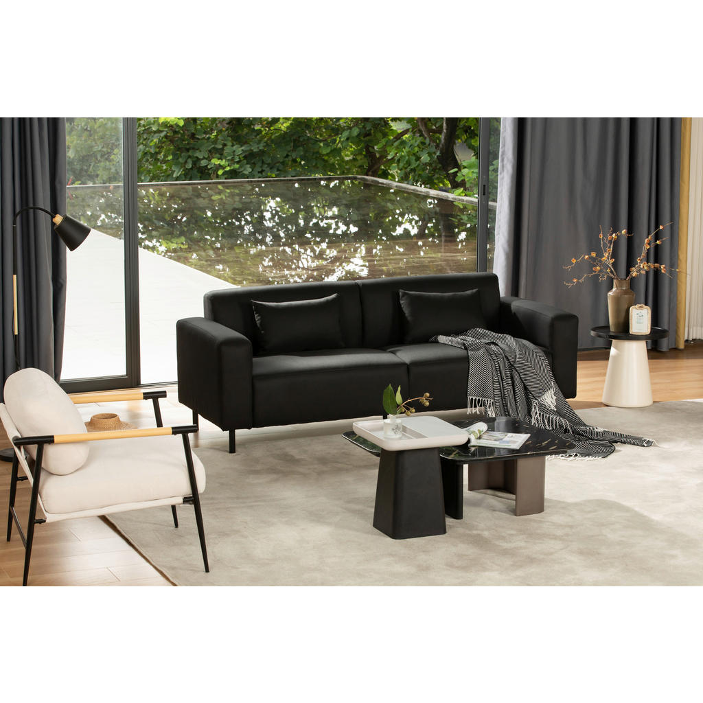 Thumbnail - P & B 2-Sitzer-Sofa, Schwarz, Textil, 3-Sitzer, Füllung: Polyester, 204x76x79 cm, Wohnzimmer, Sofas & Couches, Sofas, 2-...