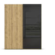 SCHWEBETÜRENSCHRANK 180/223/68 cm 2-türig Schwarz, Eichefarben  - Eichefarben/Schwarz, Design, Glas/Holz (180/223/68cm) - Novel