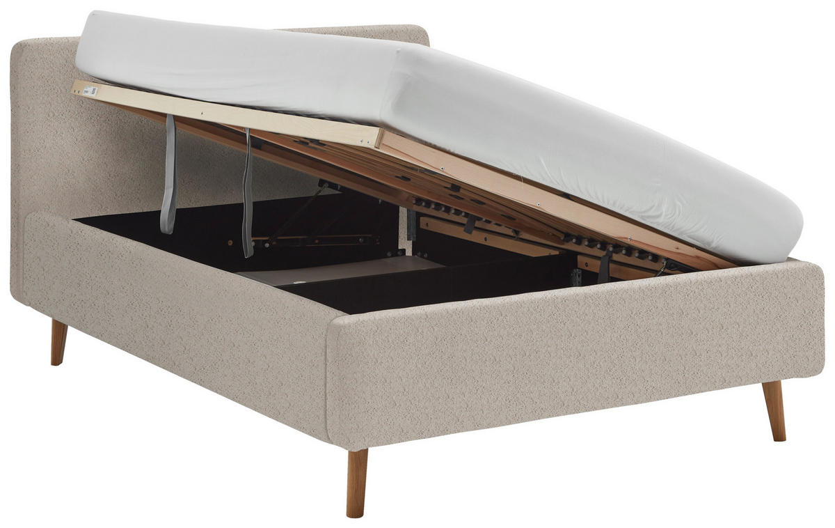 POLSTERBETT 140/200 cm  in Beige  - Eichefarben/Birkefarben, Design, Holz/Textil (140/200cm) - MID.YOU