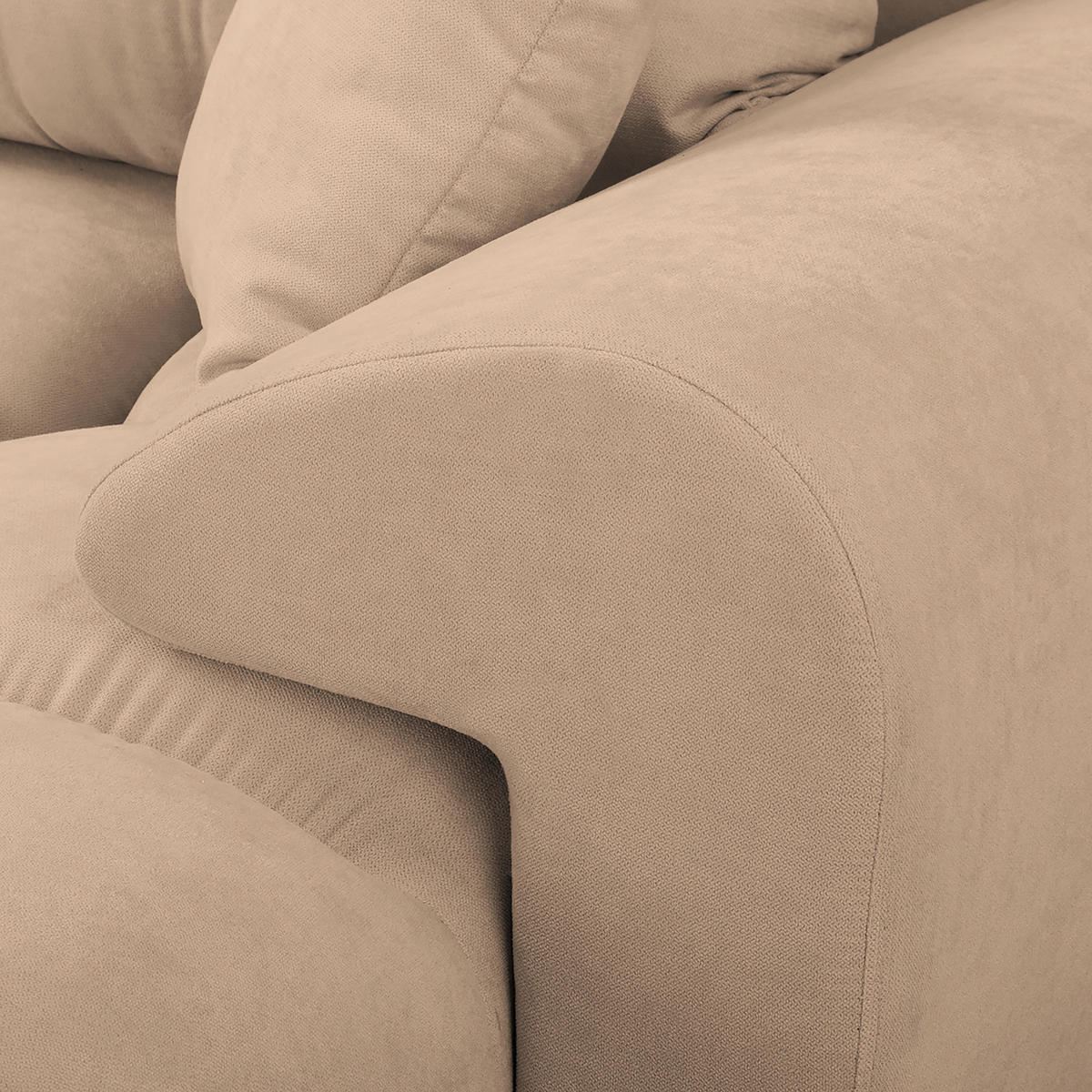ECKSOFA in Mikrofaser Beige  - Beige/Silberfarben, Design, Textil/Metall (256/175cm) - Livetastic