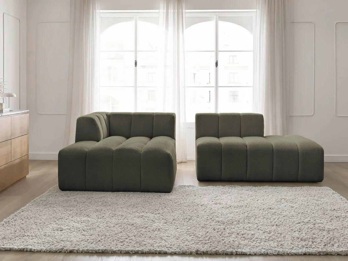 ECKSOFA  ANNECY Grün Bouclé  - Schwarz/Grün, MODERN, Kunststoff/Textil (170/262cm)