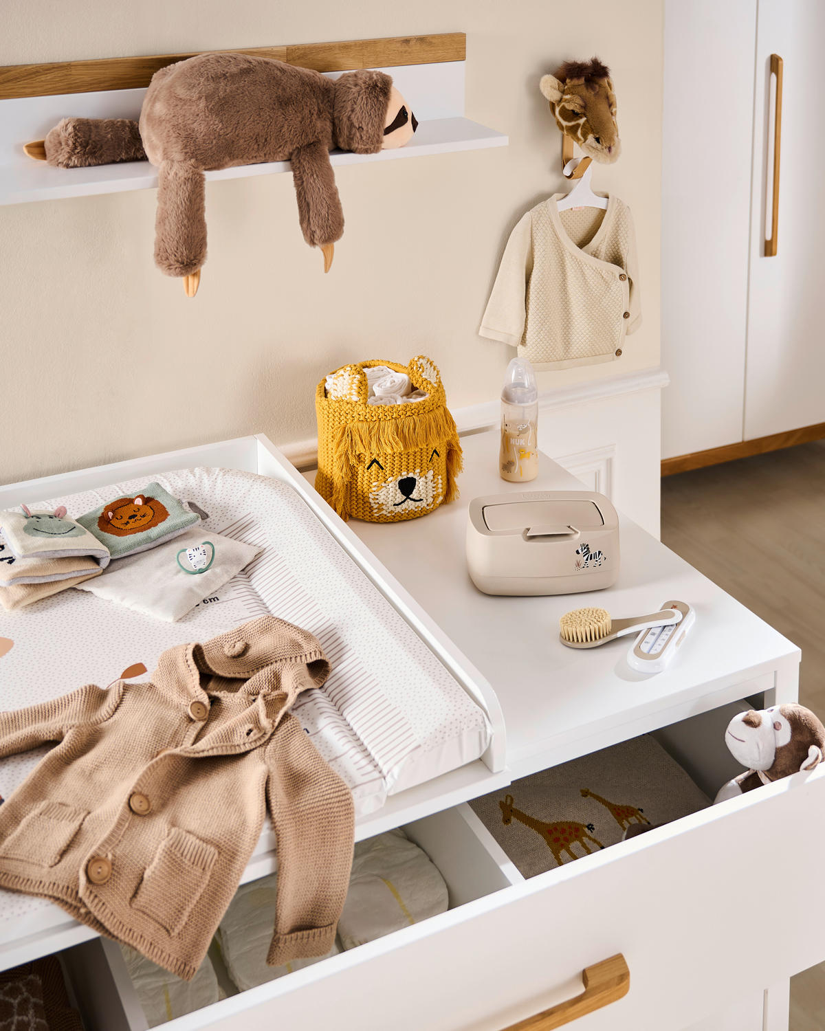 BABYKAMM UND BÜRSTE 2tlg. STEPPE  - Taupe, Basics, Kunststoff (23/12,5/3cm) - Bebe Jou