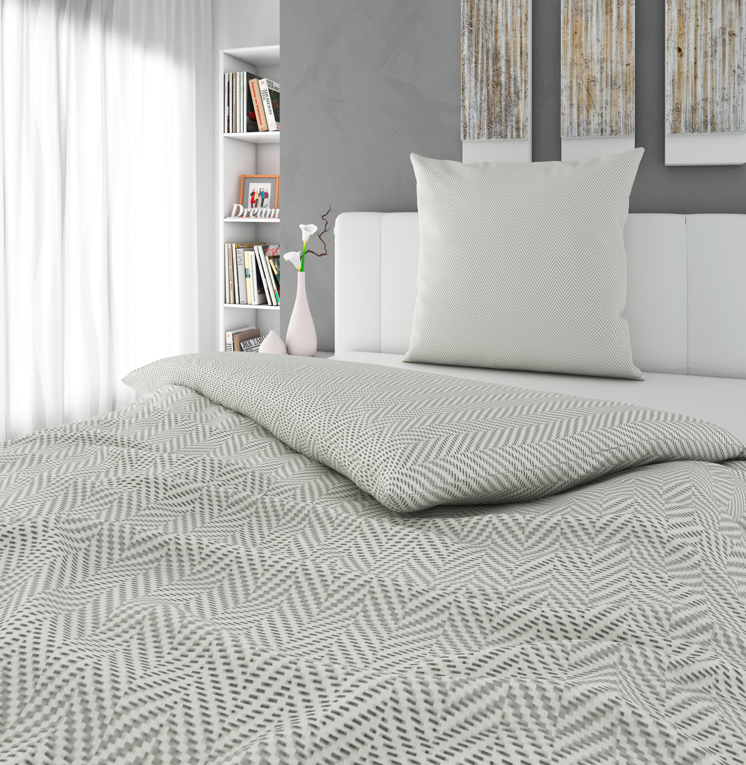 BETTWÄSCHE Flanell 140/220 cm  - Weiß/Grau, Textil (140/220cm) - Novel