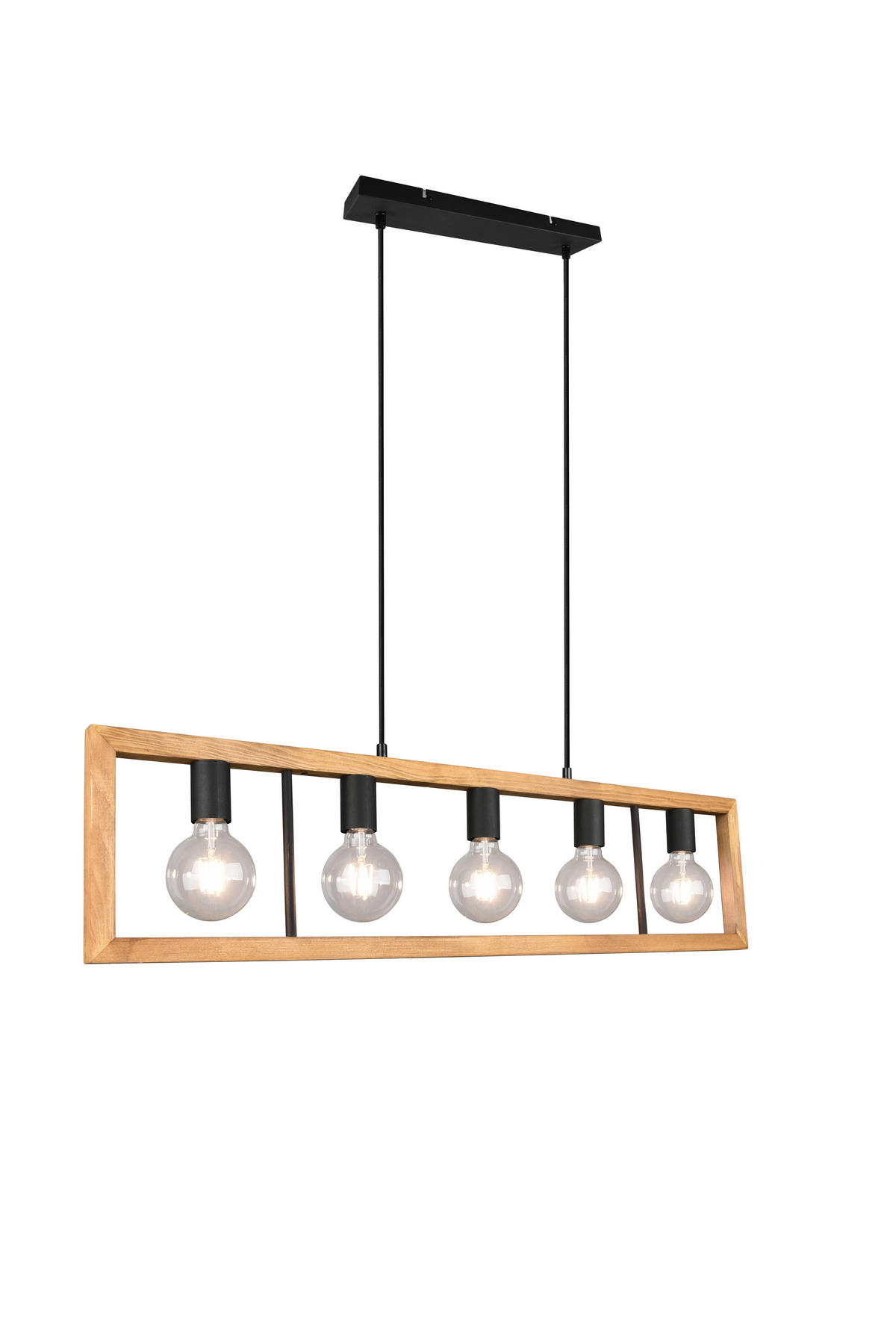 PENDELLEUCHTE  100/150/8,5 cm   - Schwarz/Braun, Natur, Holz/Metall (100/150/8,5cm) - Trio Leuchten