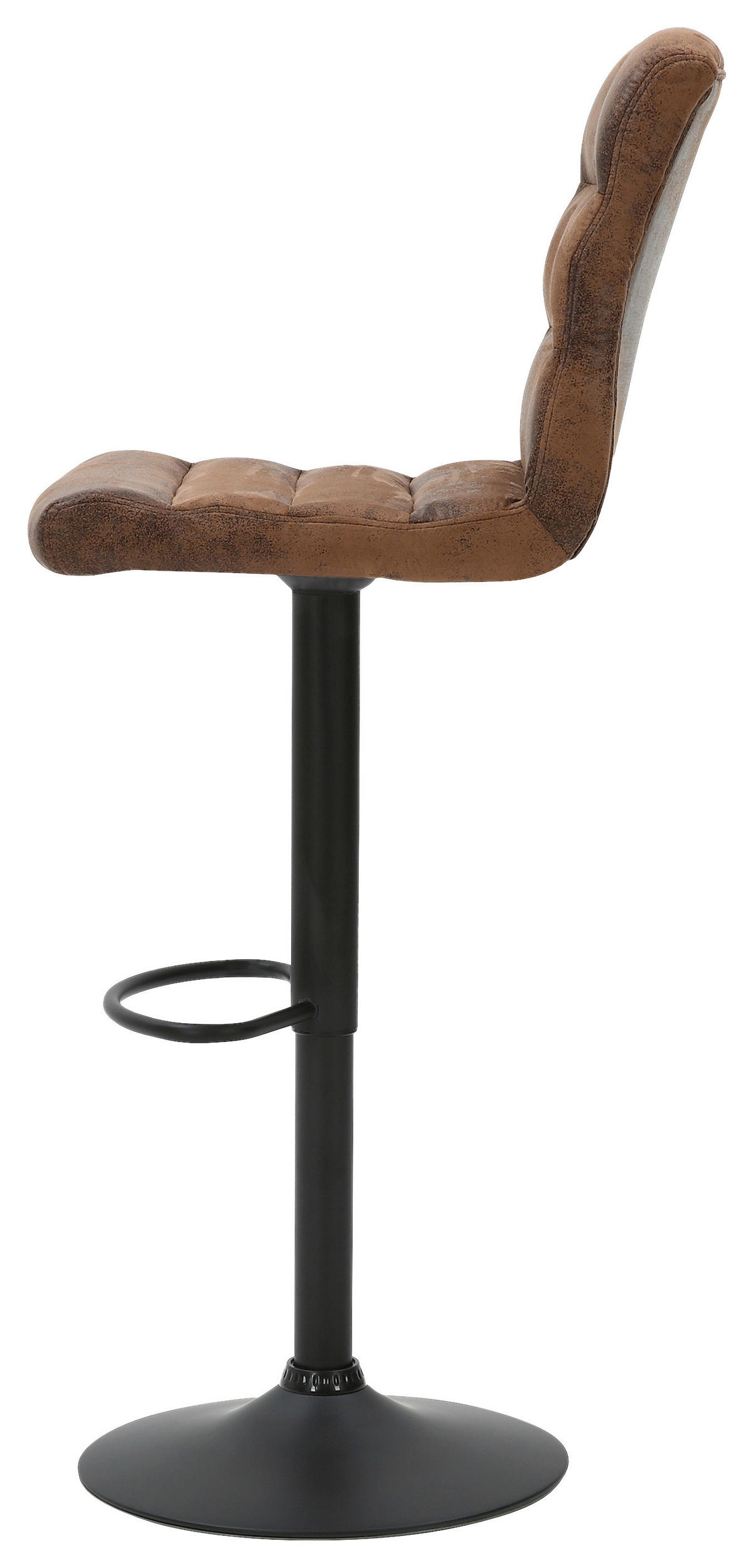 BARHOCKER-SET Mikrofaser Anthrazit, Braun Stahl Sitzfläche 360° drehbar  - Anthrazit/Braun, LIFESTYLE, Textil/Metall (42/61-83/43cm) - MID.YOU