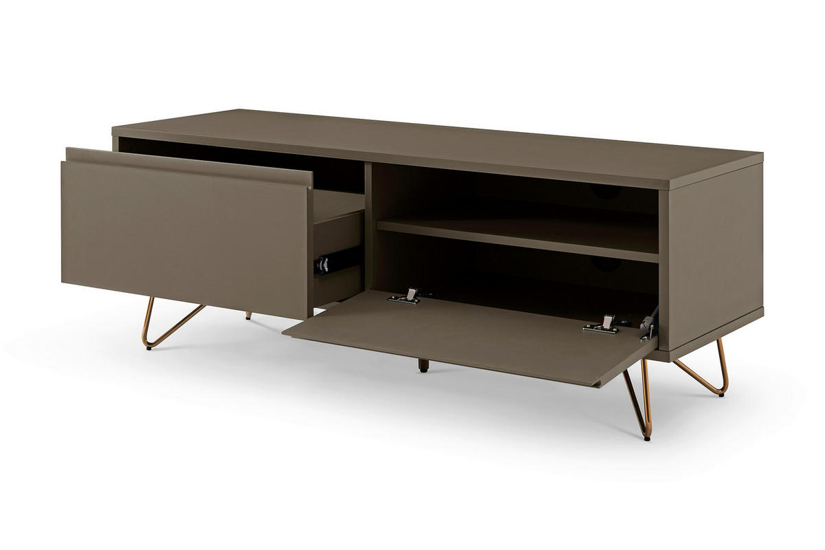NÍZKA KOMODA, sivá, 120/45/40 cm - sivá/mosadzná, Design, kov/kompozitné drevo (120/45/40cm) - Livetastic
