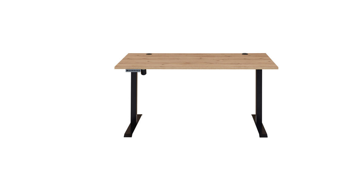 SCHREIBTISCH 160/77/72-120 cm  in Eiche Artisan  - Schwarz/Eiche Artisan, Modern, Holzwerkstoff/Metall (160/77/72-120cm) - MID.YOU