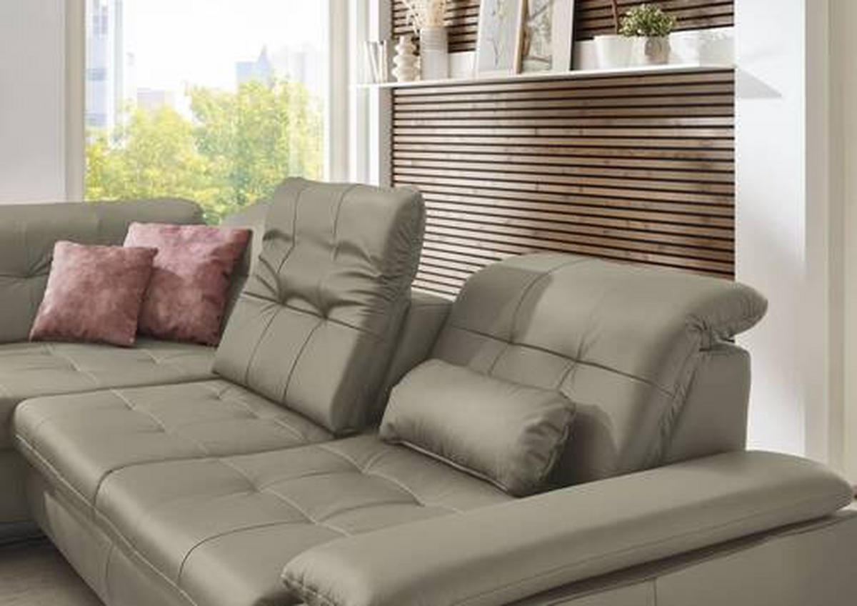 ECKSOFA in Echtleder Hellgrau  211/309 cm  - Hellgrau, Basics, Leder/Metall (211/309cm) - Beldomo Speed