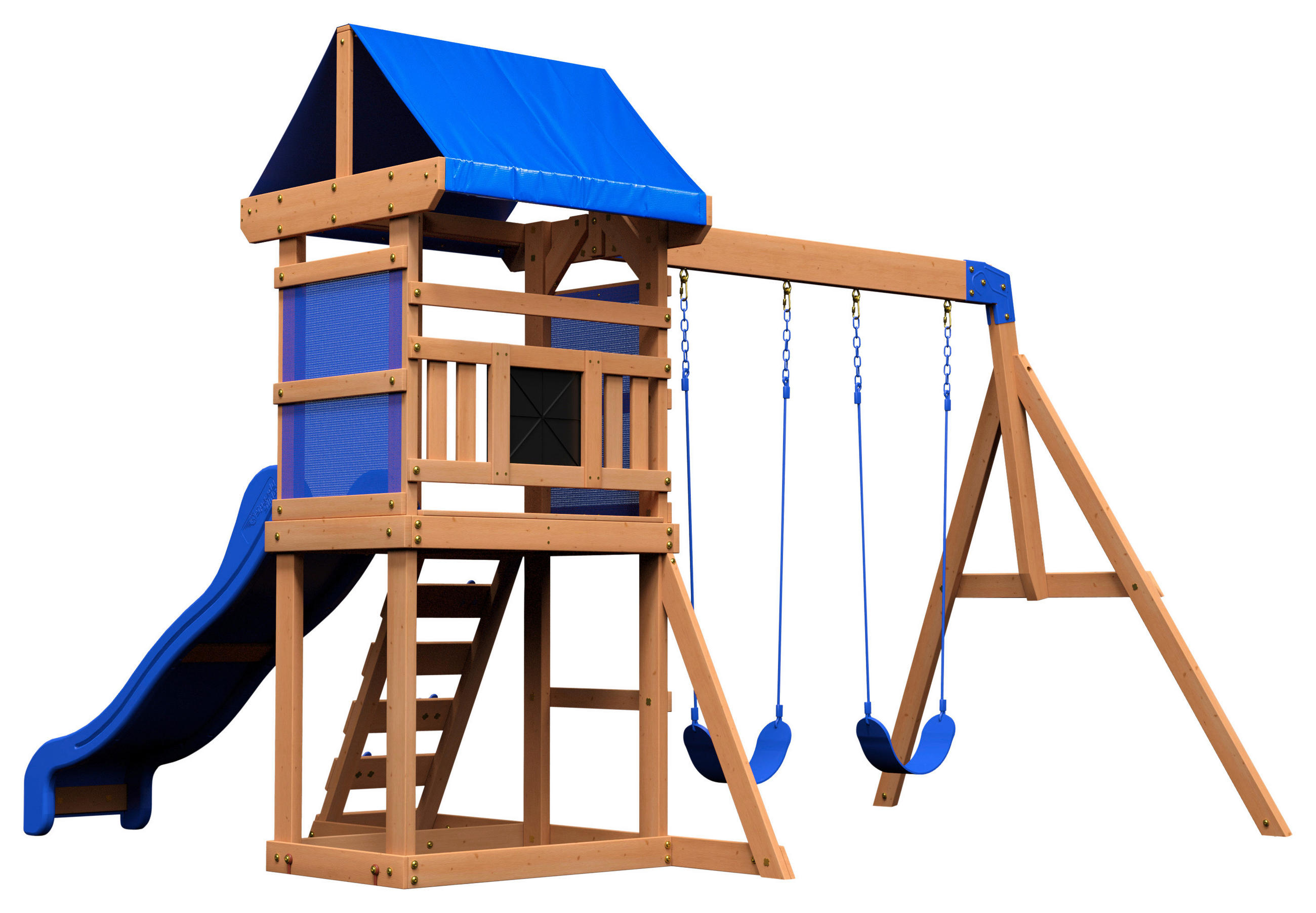 SPIELTURM AURORA BACKYARD 270/230/310 cm  - Blau/Braun, KONVENTIONELL, Holz (270/230/310cm) - Ambia Garden