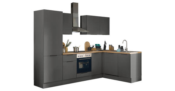 ECKKÜCHE 280/175 cm  in Graphitfarben  - Schwarz/Graphitfarben, Basics, Holzwerkstoff/Metall (280/175cm) - Xora