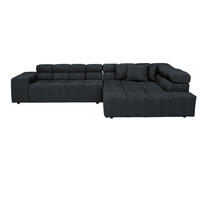 ECKSOFA 317/213 cm  in Flachgewebe Graphitfarben Zierkissen, Rücken echt  317/213 cm  - Schwarz/Graphitfarben, Design, Kunststoff/Textil (317/213cm) - Hom`in