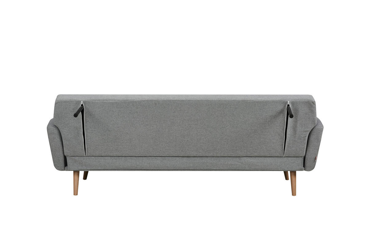 SCHLAFSOFA in Struktur Hellgrau  - Hellgrau/Naturfarben, MODERN, Holz/Textil (212/79/85cm) - Livetastic