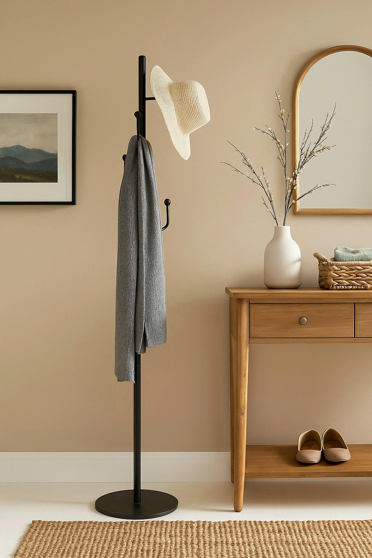 KLEIDERSTÄNDER in Schwarz   - Schwarz, Design, Stein/Metall (35/35/170cm) - MID.YOU