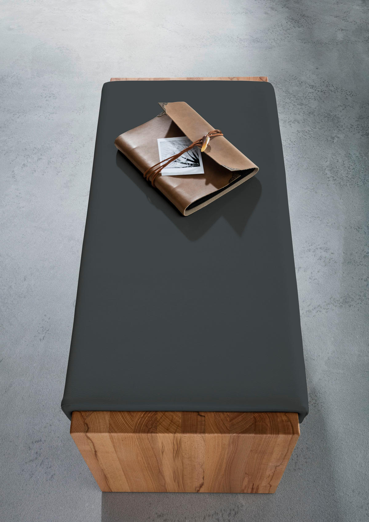 GARDEROBENBANK  in 88/44/42 cm  - Anthrazit/Buchefarben, MODERN, Leder/Holz (88/44/42cm) - Linea Natura