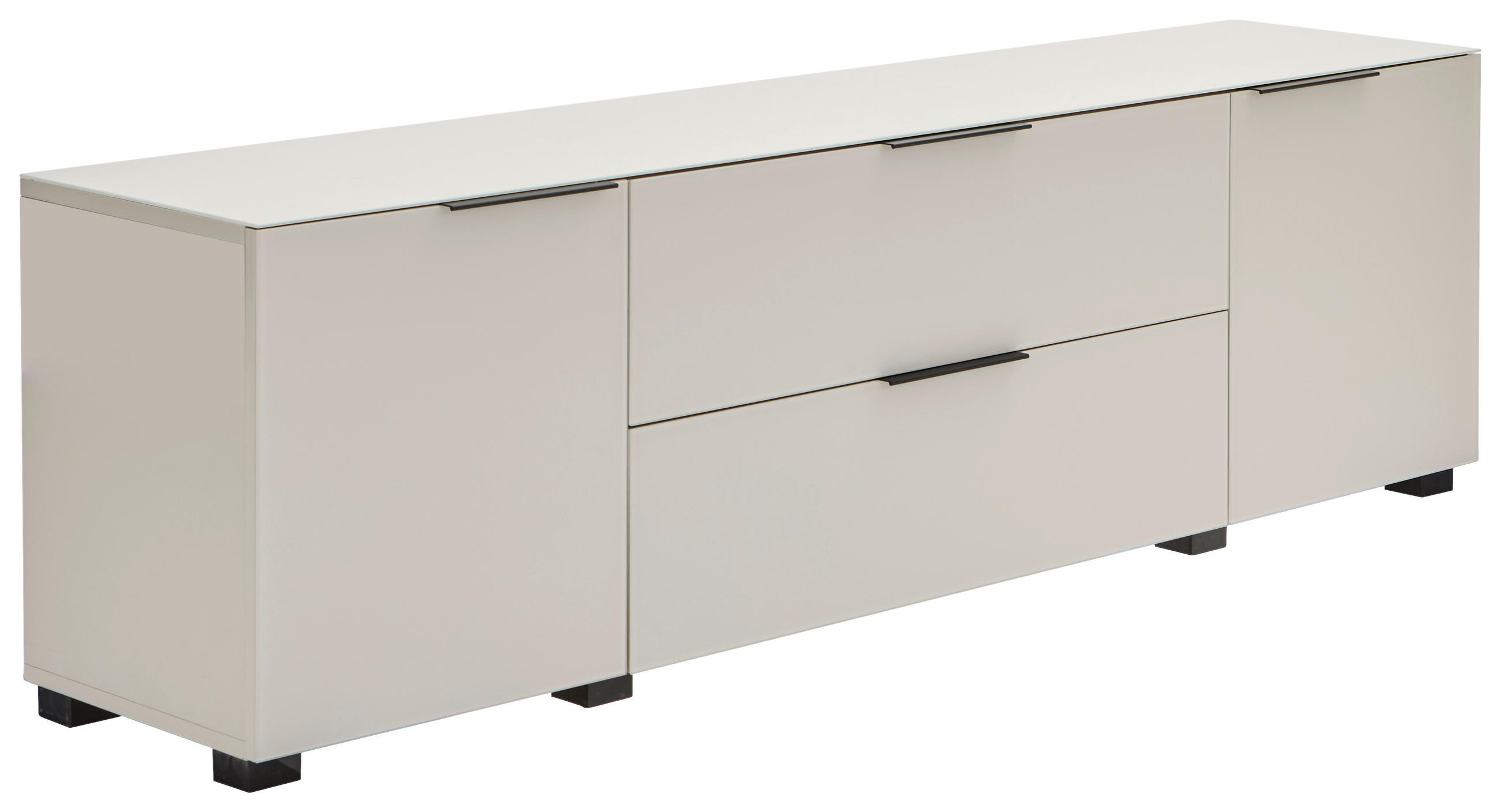 LOWBOARD  in 180/54.7/42 cm  - Kaschmir/Schwarz, Design, Glas/Holzwerkstoff (180/54.7/42cm) - Novel