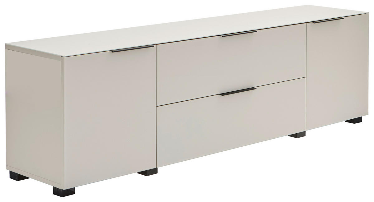 LOWBOARD  in 180/54.7/42 cm  - Kaschmir/Schwarz, Design, Glas/Holzwerkstoff (180/54.7/42cm) - Novel