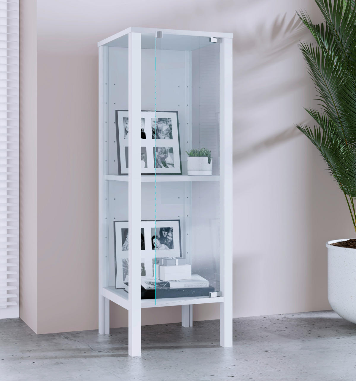 VITRÍNA, čiré, bílá, 33/98/35 cm - bílá/čiré, Design, kompozitní dřevo/plast (33/98/35cm) - Livetastic