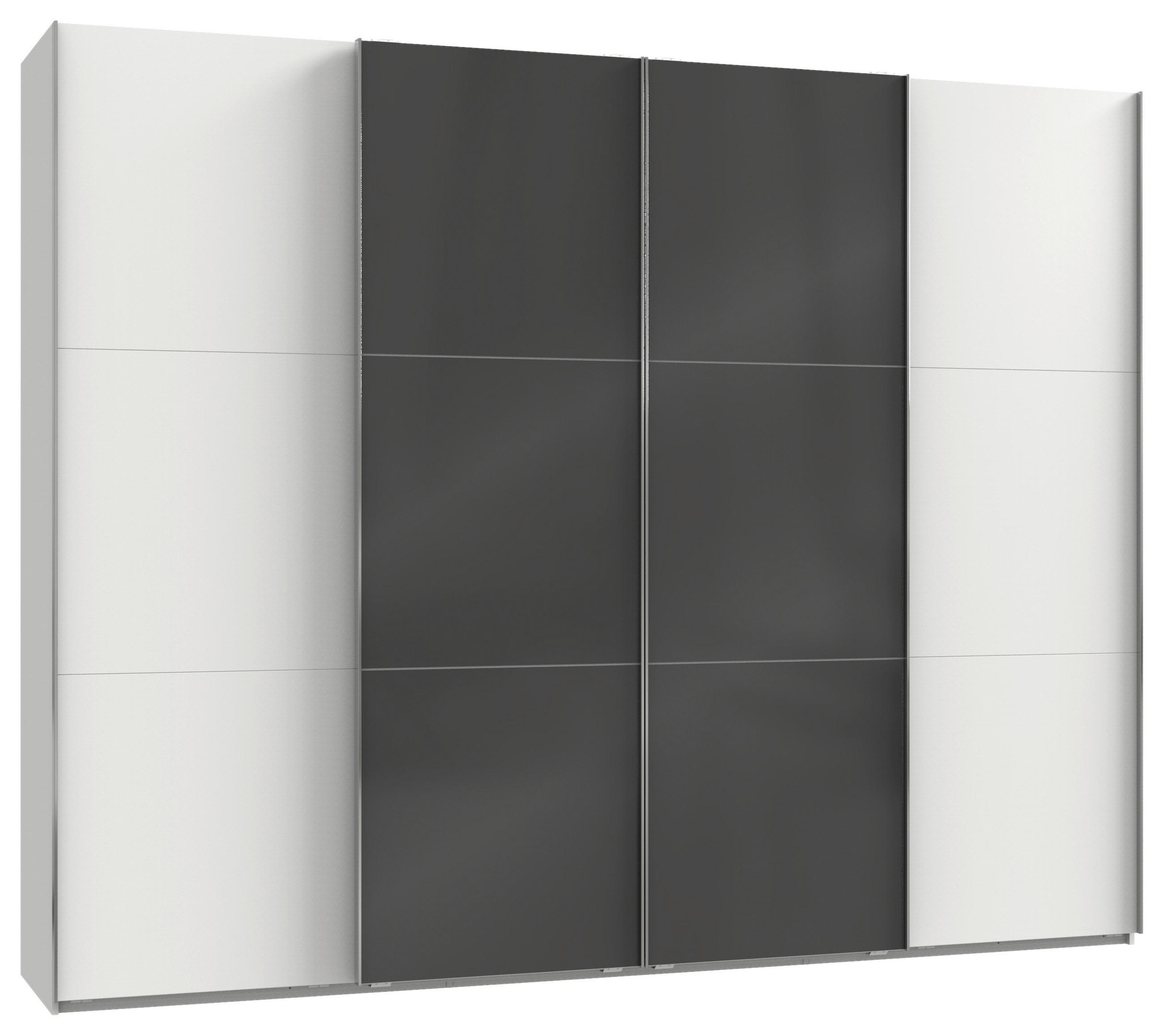 SCHWEBETÜRENSCHRANK in Grau, Weiss  - Chromfarben/Weiss, Modern, Holzwerkstoff (300/236/65cm) - MID.YOU