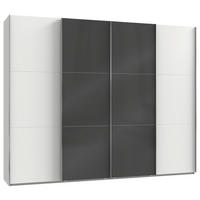 SCHWEBETÜRENSCHRANK in Grau, Weiss  - Chromfarben/Weiss, Modern, Holzwerkstoff (300/236/65cm) - MID.YOU