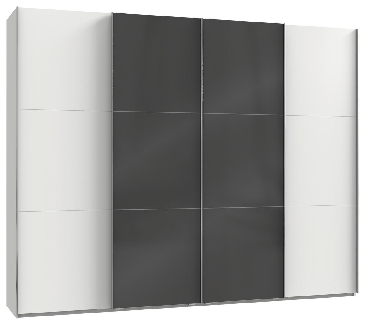SCHWEBETÜRENSCHRANK in Grau, Weiss  - Chromfarben/Weiss, Modern, Holzwerkstoff (300/236/65cm) - MID.YOU