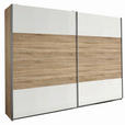 SCHWEBETÜRENSCHRANK  in Weiß, Sonoma Eiche  - Alufarben/Weiß, Design, Holzwerkstoff/Metall (226/210/62cm) - Xora