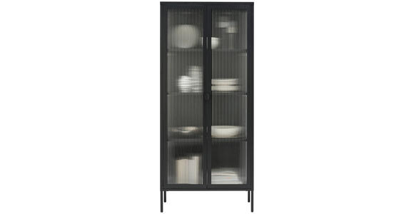 VITRINE in Schwarz - Schwarz, Trend, Glas/Metall (80/180/35cm) - Xora