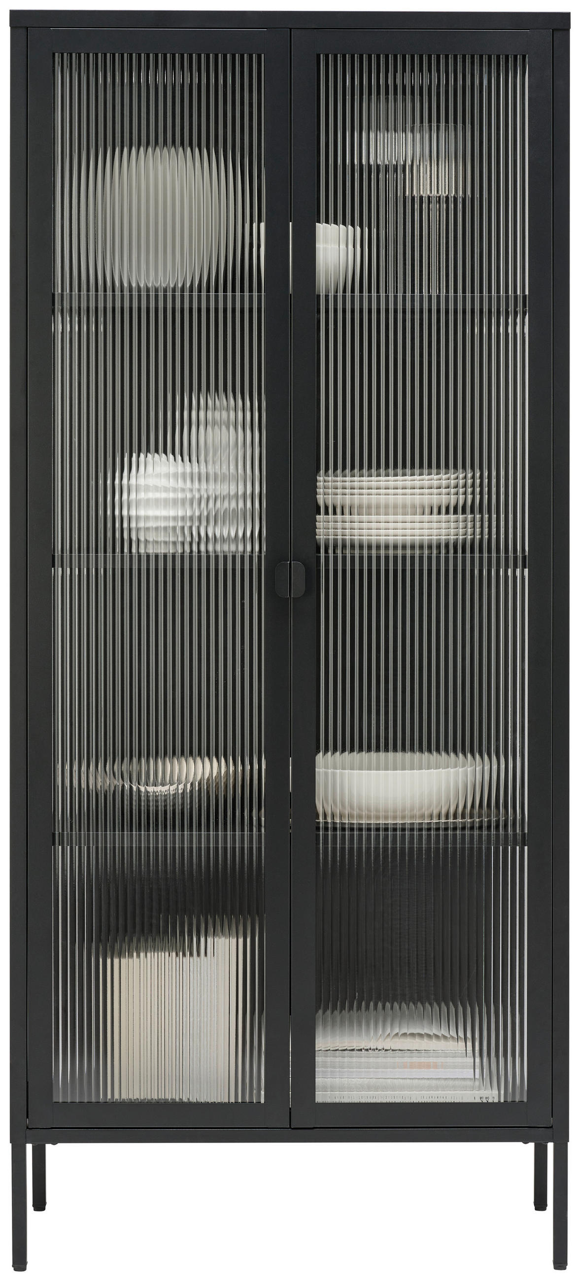 VITRINE in Schwarz  - Schwarz, Trend, Glas/Metall (80/180/35cm) - Xora