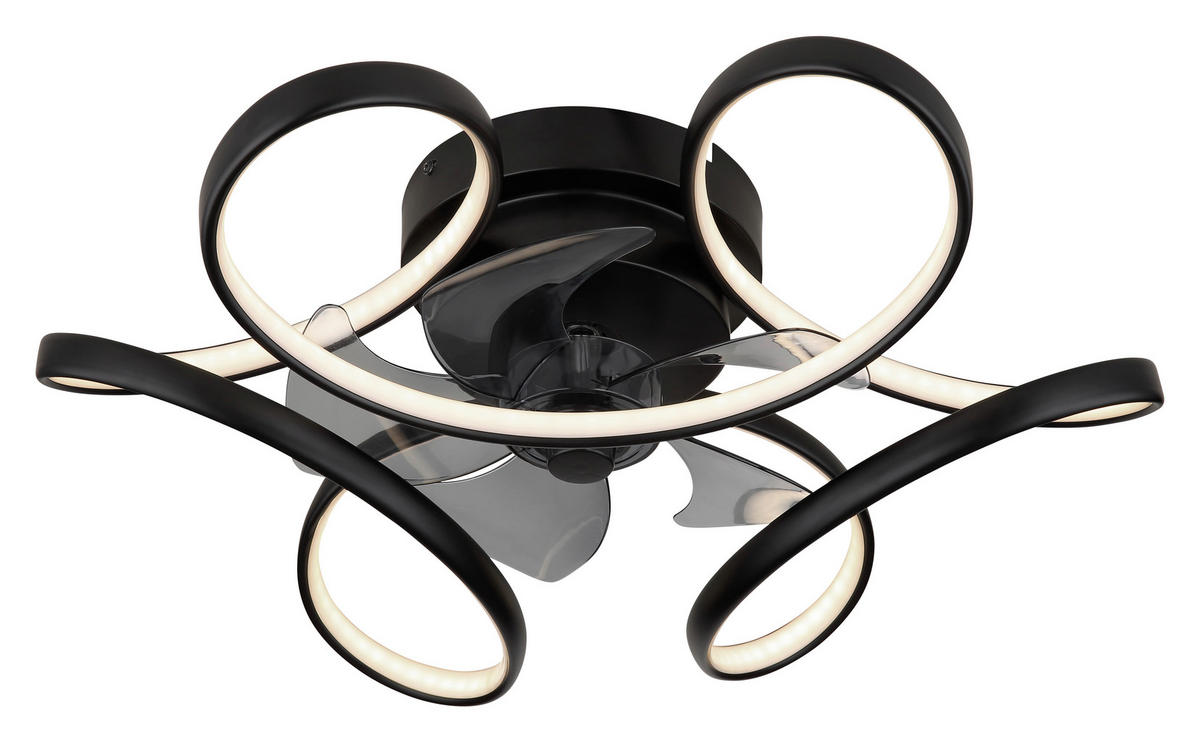 STROPNI VENTILATOR   //3000-6000 K// - črna/opal, Design, kovina/umetna masa (56/21cm) - Globo