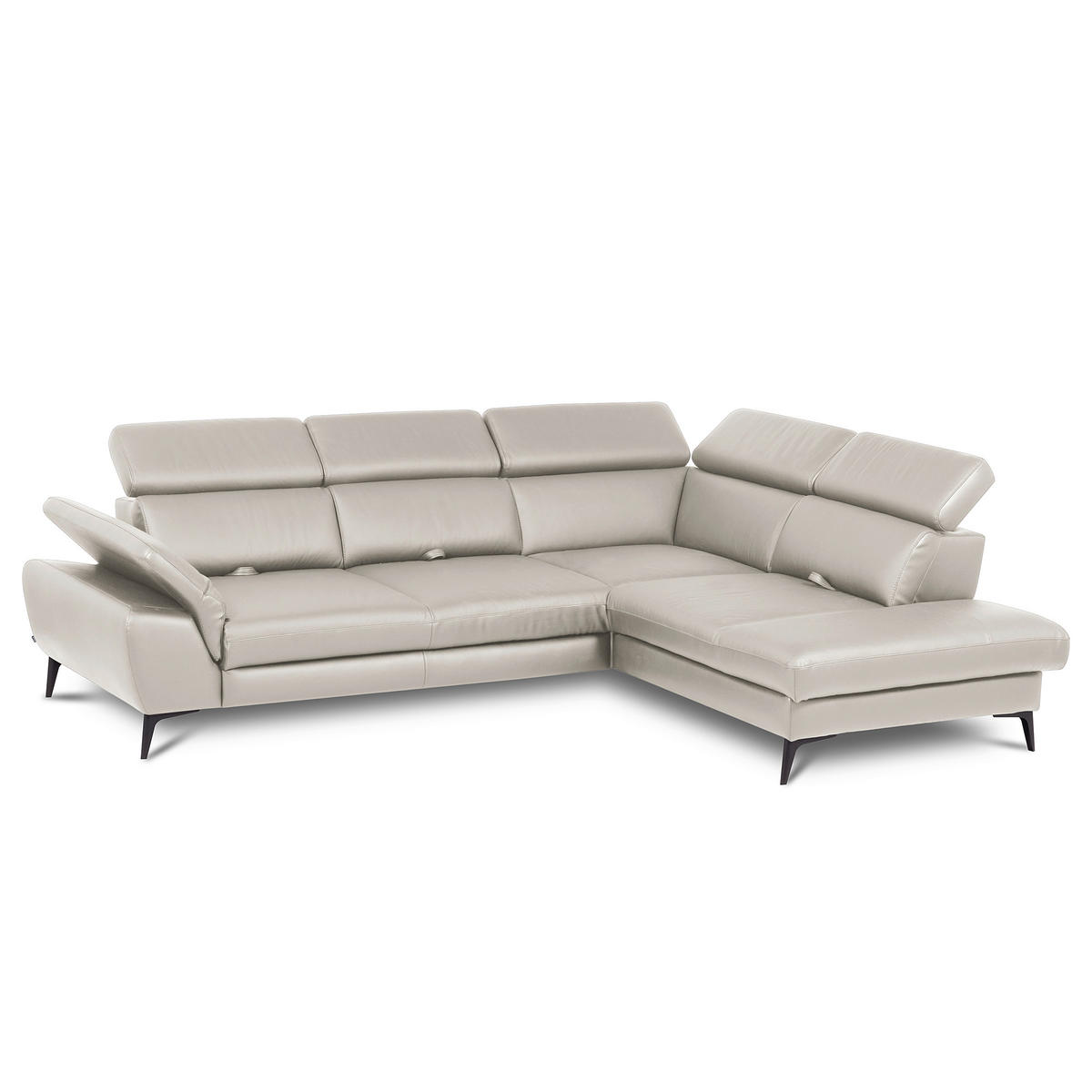 ECKSOFA  in Lederlook Echtleder Platinfarben  274/220 cm  - Platinfarben/Schwarz, Design, Leder/Textil (274/220cm) - Livetastic